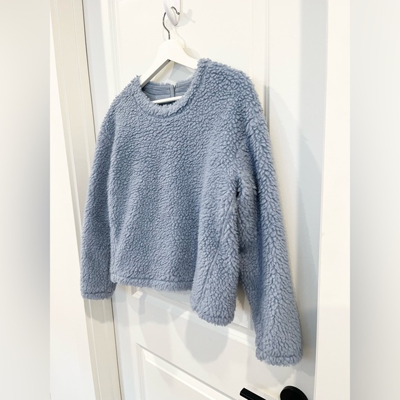 Lululemon Wool Whenever Crew Blue Chambray Sherpa Pullover Women’s Size 4 - Picture 3 of 11